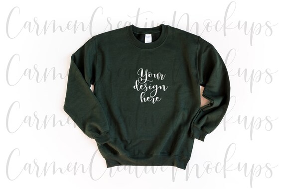 Gildan Forest Fleece Crew Sweatshirt Mockup G180 Basic Etsy