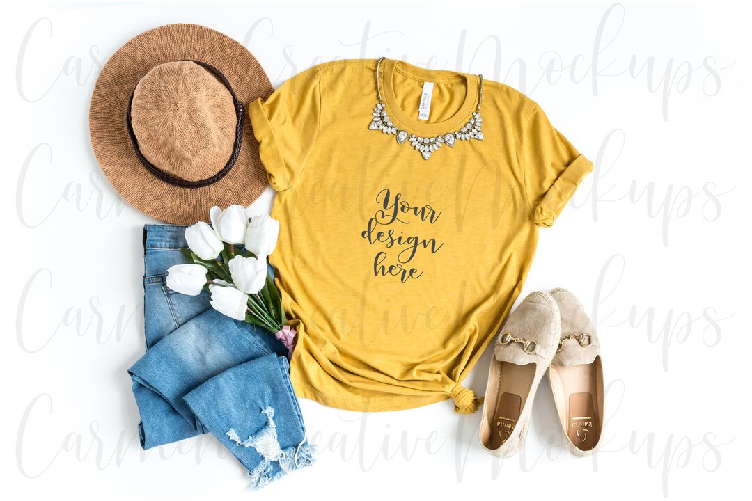 Bella Canvas Heather Mustard Shirt Mockup 3001 / Year-round - Etsy