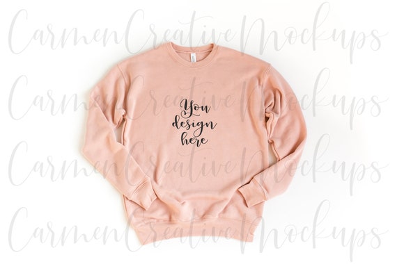 Bella Canvas Basic Peach Sweatshirt Mockup 3945 Unisex Etsy