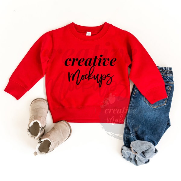 Rabbit Skins Toddler Red Sweatshirt 3317 Mockup / Fall and Winter Gender Neutral Mockup with Props / 1 Digital Photo Download