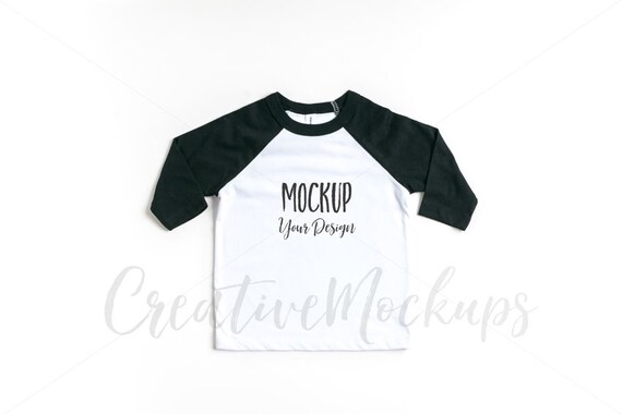 Bella And Canvas Black Baseball Shirt Mockup Flat Lay Etsy