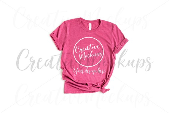 Download Basic Heather Raspberry Shirt Mockup 3001 Unisex Shirt Etsy