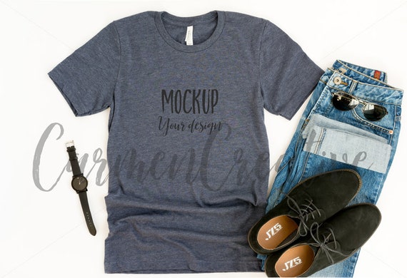 Download Guys Navy Shirt Mockup / Men T-Shirt Mockup / Guys Apparel ...
