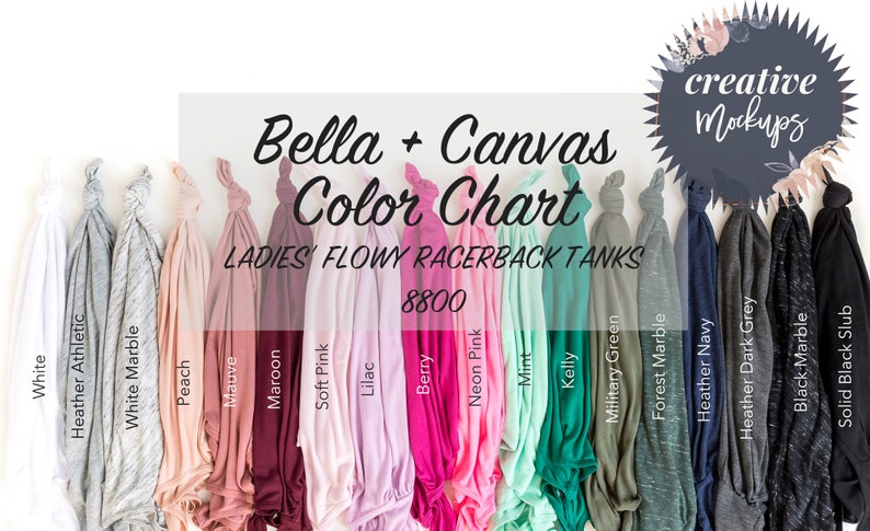 Download Bella Canvas Ladies' Flowy Tank Tops Color Chart 8800 / | Etsy