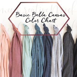 Bella + Canvas Carta de colores anudados simples 3001 / Muestra de color de camisetas anudadas / Maqueta de promoción de productos / Fotos digitales / 2 imágenes JPG