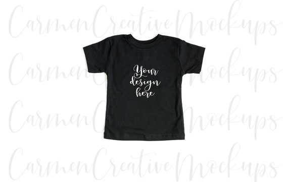 Bella And Canvas Black Toddler Shirt Mockup 3001t Basic Flat Etsy
