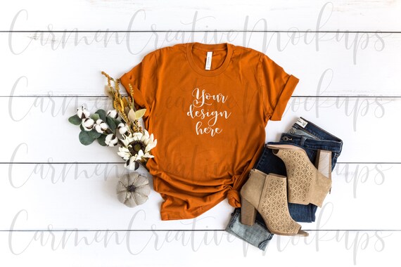 Bella Canvas Fall Autumn Shirt Mockup 3001 Feminine Etsy