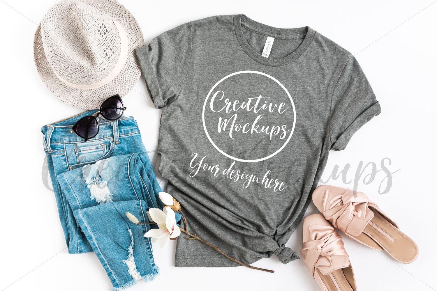 Download Bella And Canvas Deep Heather Grey T Shirt Mockup 3001 All Etsy