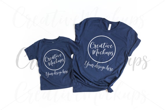 Download Mommy And Me Navy Shirt Mockup 3001 3001t Gender Neutral Etsy