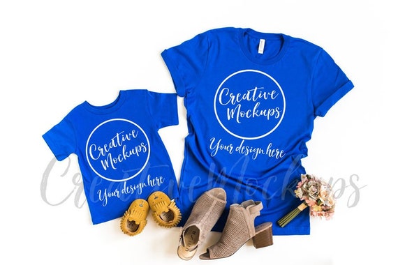 Bella Canvas Mommy And Me True Royal Shirt Mockup 3001 Etsy