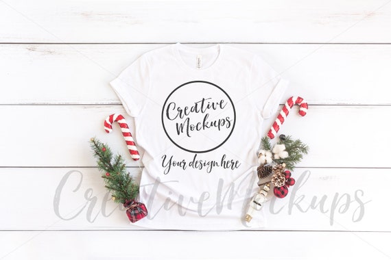 Bella Canvas Christmas White Shirt Mockup 3001 Farmhouse Etsy