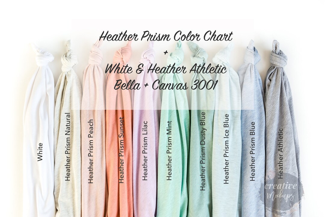 Bella Canvas Heather Prism Colors White & Heather Athletic Color Chart ...
