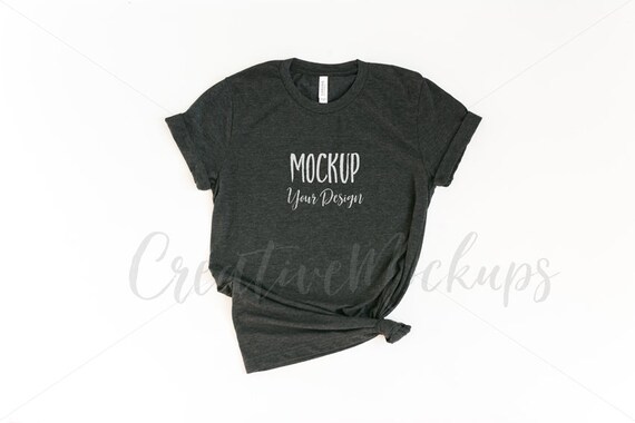 Bella And Canvas Dark Grey Heather Shirt Mockup 3001 Bella Etsy