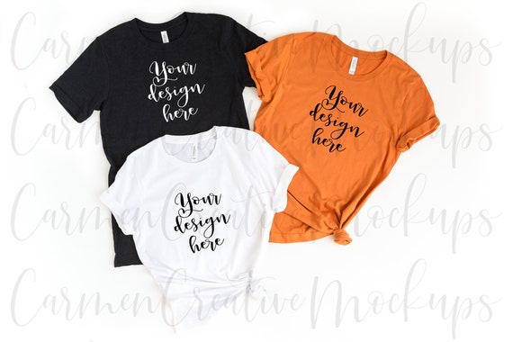 Bella Canvas Basic Trio Shirts Mockup 3001 Unisex Tees Etsy