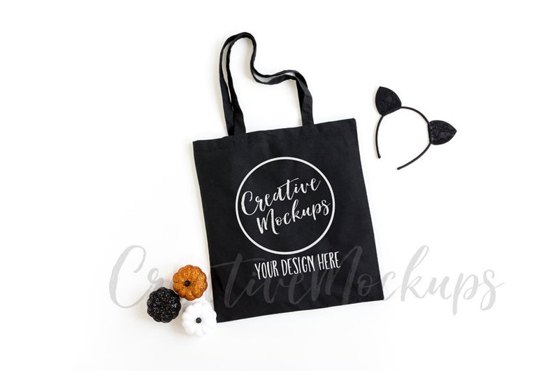 Download Halloween Black Canvas Tote Mockups / Trick-or-treat Bags ...