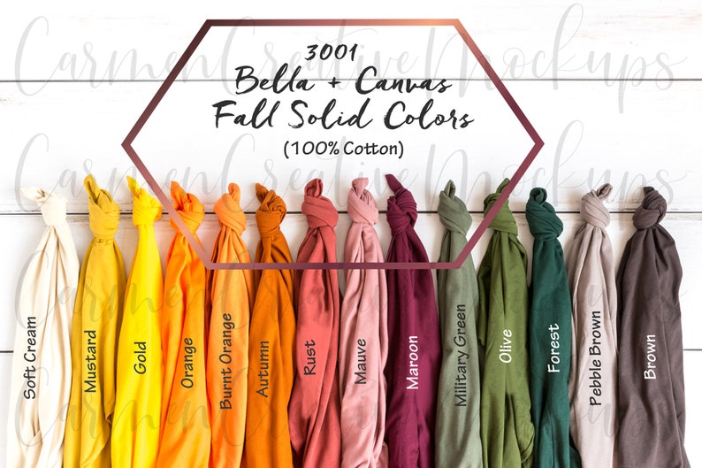 Download Set of 2 Bella Canvas Fall Solid Colors Color Chart 3001 / | Etsy