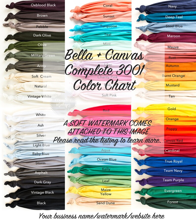 Download Bella Canvas Complete 3001 Color Chart Display in ...