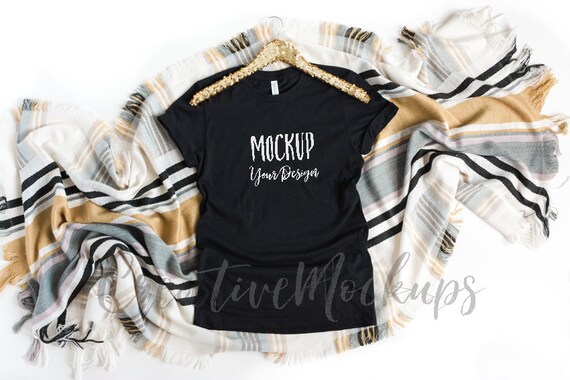 Bella And Canvas Basic Black Heather Fall Shirt Mockup Etsy