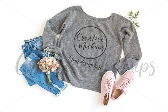 Bella And Canvas Ladies Grey Triblend Sponge Fleece Etsy