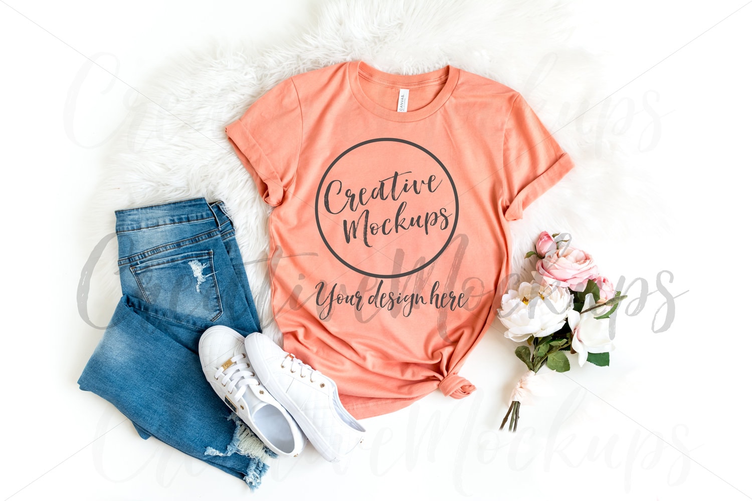 Bella Canvas Sunset Shirt Mockup 3001 Stylish Feminine Etsy