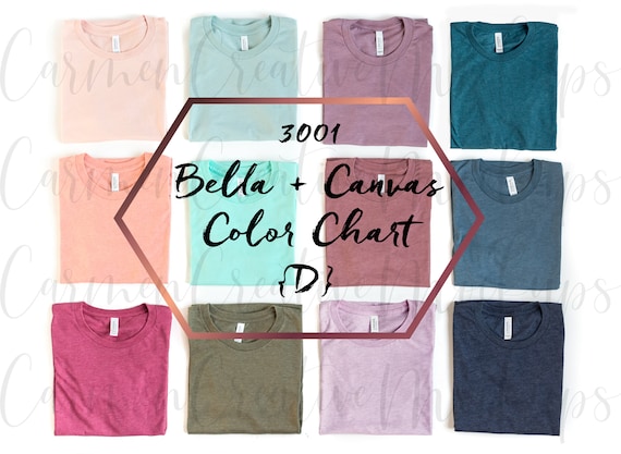 Download Bella Canvas Color Chart Mockup 3001 D Folded T Shirt Etsy