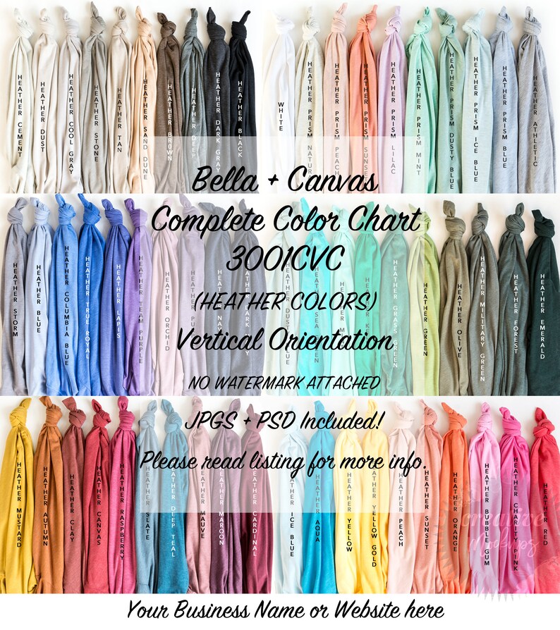 Download Bella Canvas Complete 3001CVC Color Chart Display in | Etsy