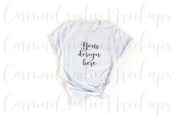 Bella Canvas Ash T Shirt Mockup 3001 Basic Flat Lay Shirt Etsy
