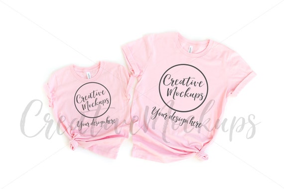 Bella And Canvas Mommy And Me Pink Shirt Youth Mockup 3001 Etsy