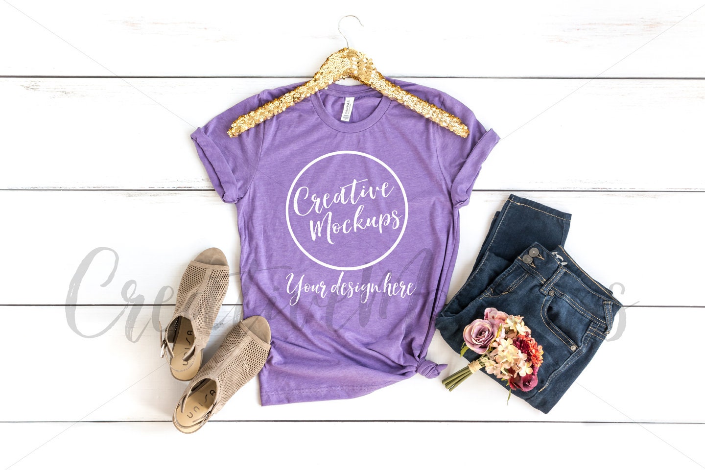 Download Bella Canvas Heather Team Purple Shirt Mockup 3001 ...