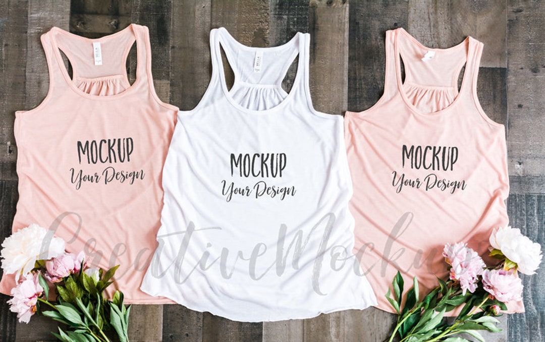 Bella Canvas Peach and White Multiple Tank Top Mockup With - Etsy