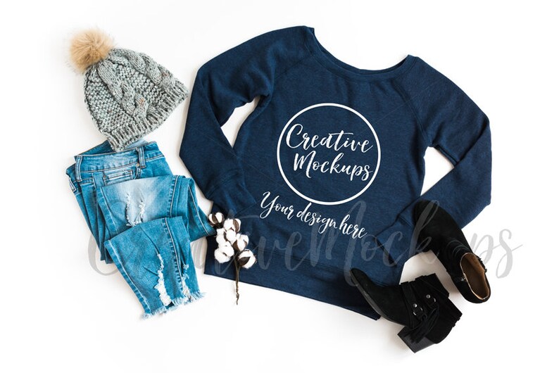 Bella And Canvas Ladies Blue Triblend Sweatshirt 7501 Etsy