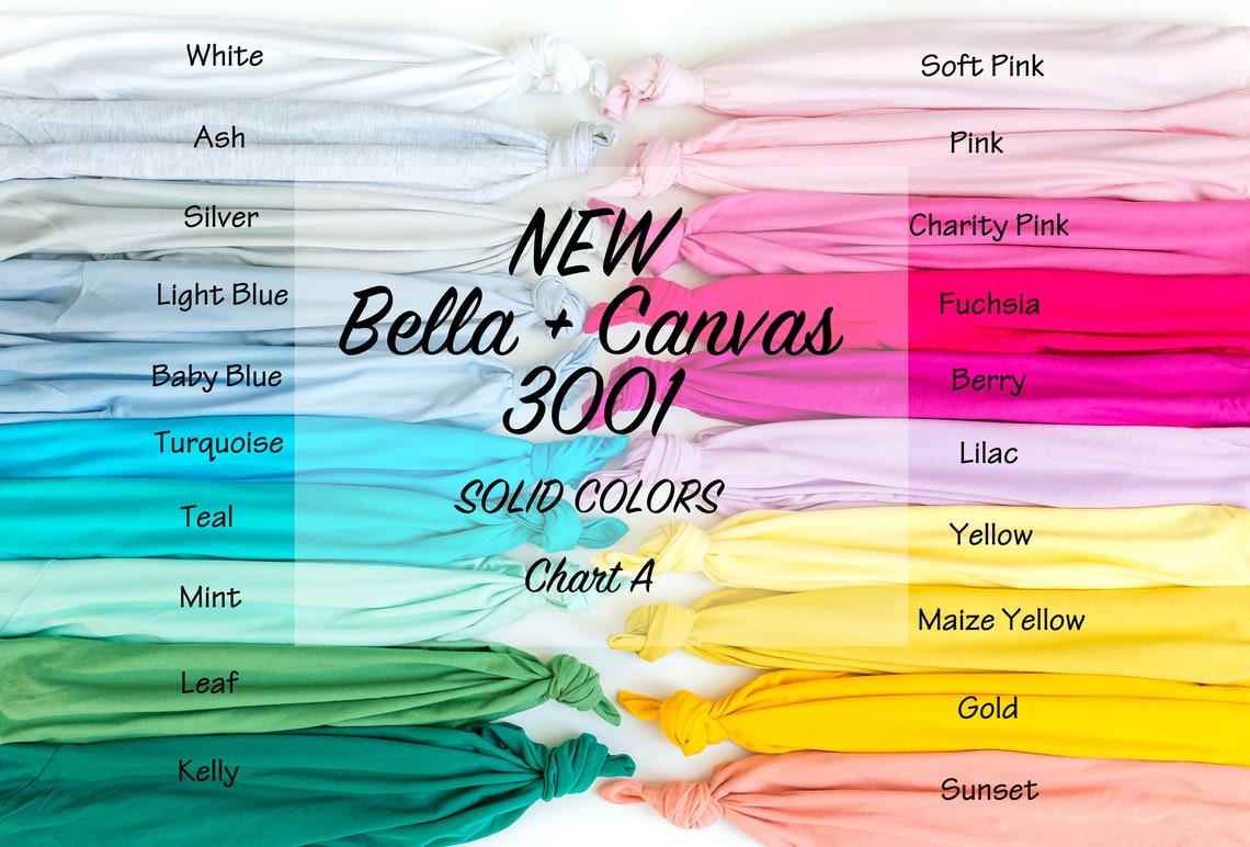 Bella Canvas Regular Solids Color Chart 3001 A Out of B & C Etsy