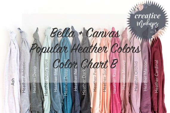 Download Bella Canvas Popular Heather Colors 3001cvc Knotted T Shirts Color Chart Color Swatch Product Mockup 2 Digital Images Included Art Collectibles Photography Jesuskidsng Org