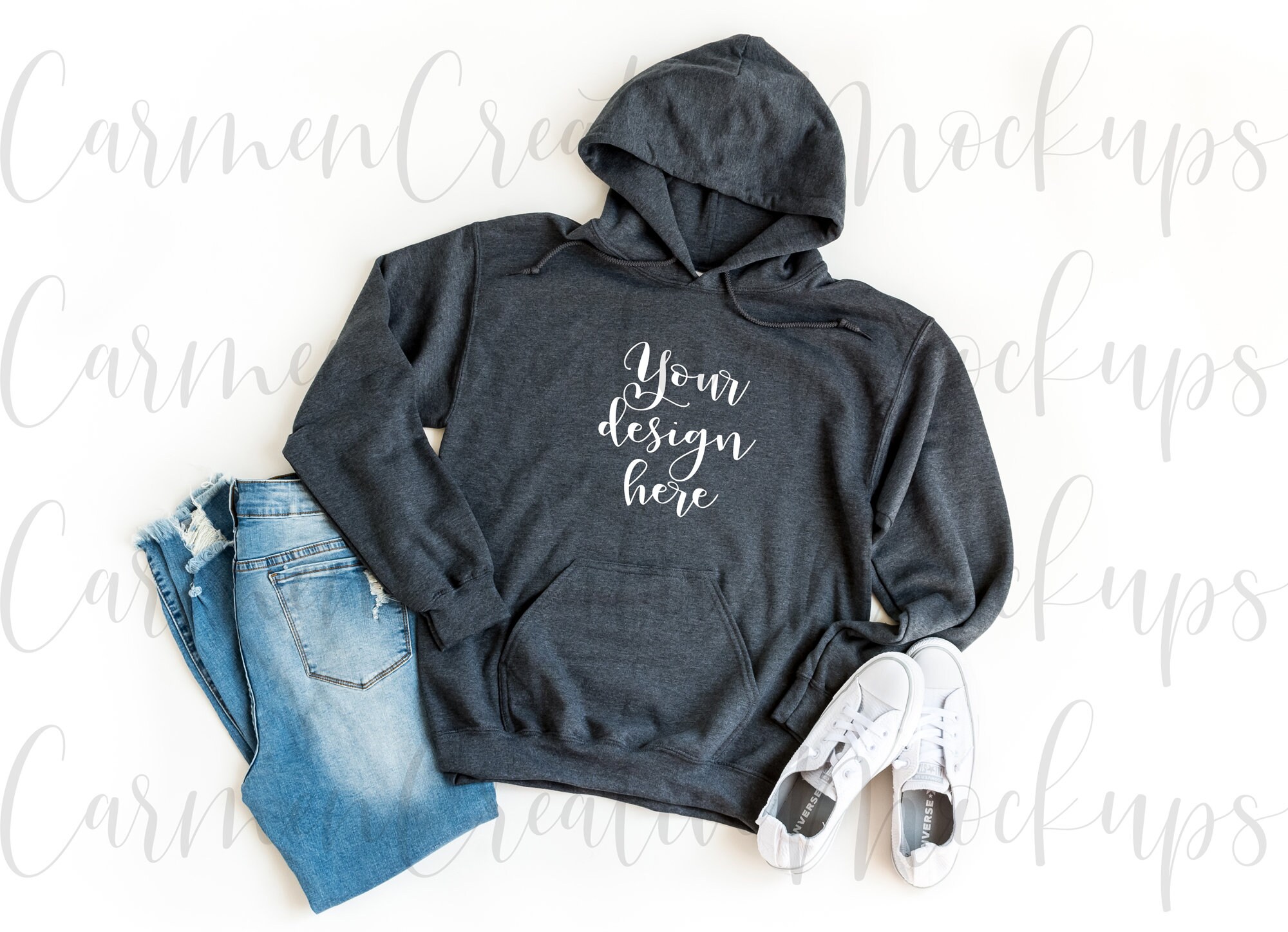 gildan dark heather hoodie