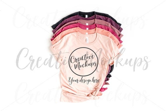 Bella Canvas Stacked Crew Neck Heather Color Shirt Mockup Etsy