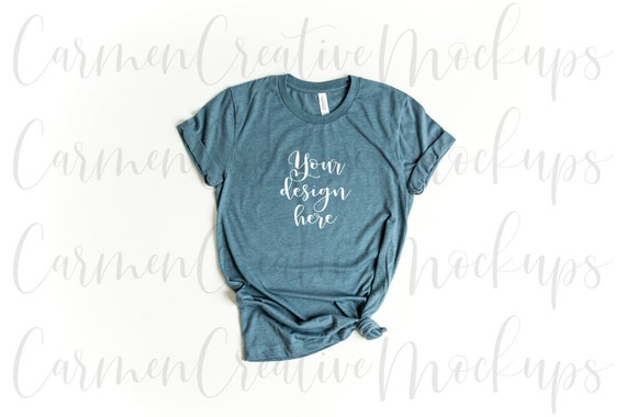 Bella Canvas Basic Heather Slate T Shirt Mockup 3001 Basic Etsy
