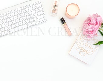 Pink Peony Styled Stock Photography, Desktop Stock Photography / Social Media Graphic