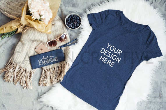 Navy Blue T-Shirt Mockup Flat Lay T-Shirt Mockup T-Shirt | Etsy