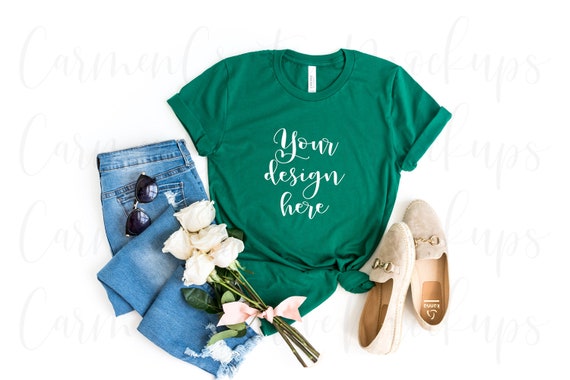 Bella Canvas Evergreen Shirt Mockup 3001 Feminine Shirt Etsy