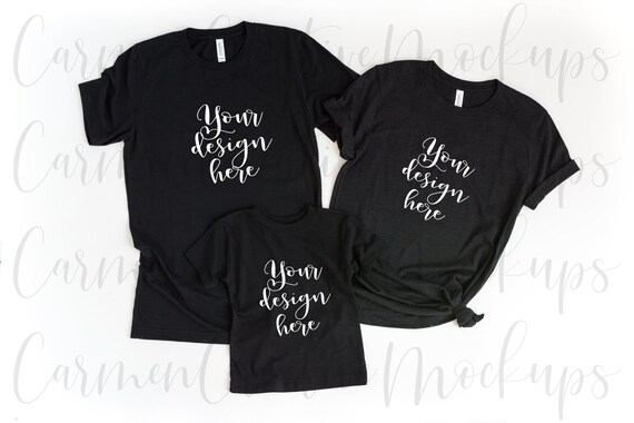 Bella Canvas Black Shirts Mockup 3001 3001t Basic Family Etsy