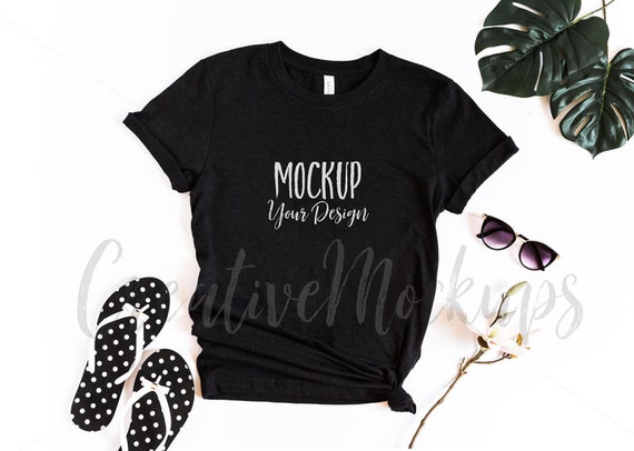 Download Black T Shirt Mockup Bella Canvas Black Shirt Mockup Etsy