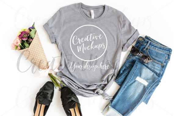 Bella Canvas Heather Storm 3001 Shirt Mockup Bella Canvas Etsy