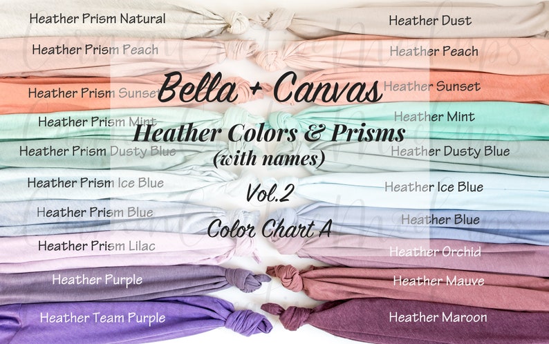 Download Bella Canvas Heather Colors Color Chart 3001CVC Vol.2 / | Etsy