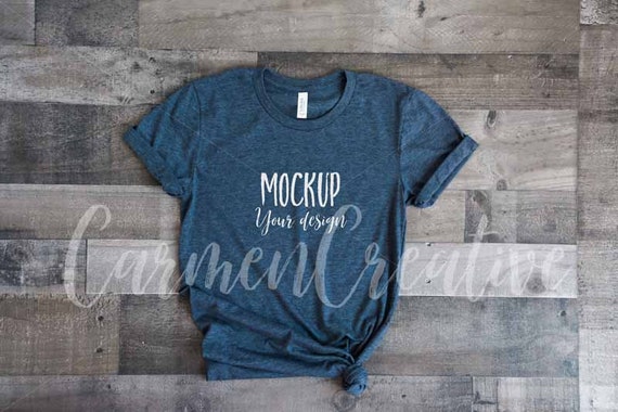 Bella Canvas Navy Shirt Mockup 3001 Basic Apparel Mockup Etsy