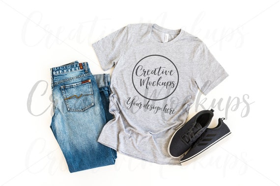 Athletic Heather Shirt Mockup 3001 Grey Men T Shirt Mockup Etsy