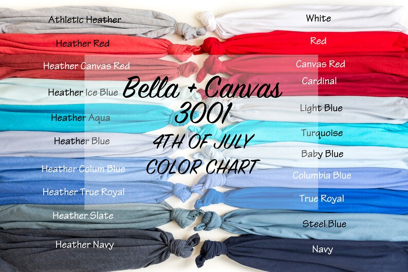 Download Bella Canvas 4th of July Color Chart Edition 3001 3001CVC | Etsy