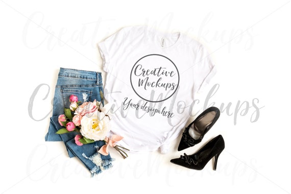 Bella Canvas White Shirt Mockup 3001 Feminine Shirt Mockup Etsy