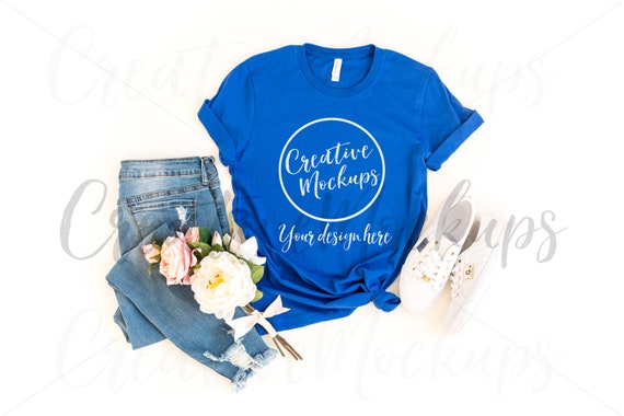Bella Canvas True Royal Blue Unisex Shirt Mockup 3001 Etsy