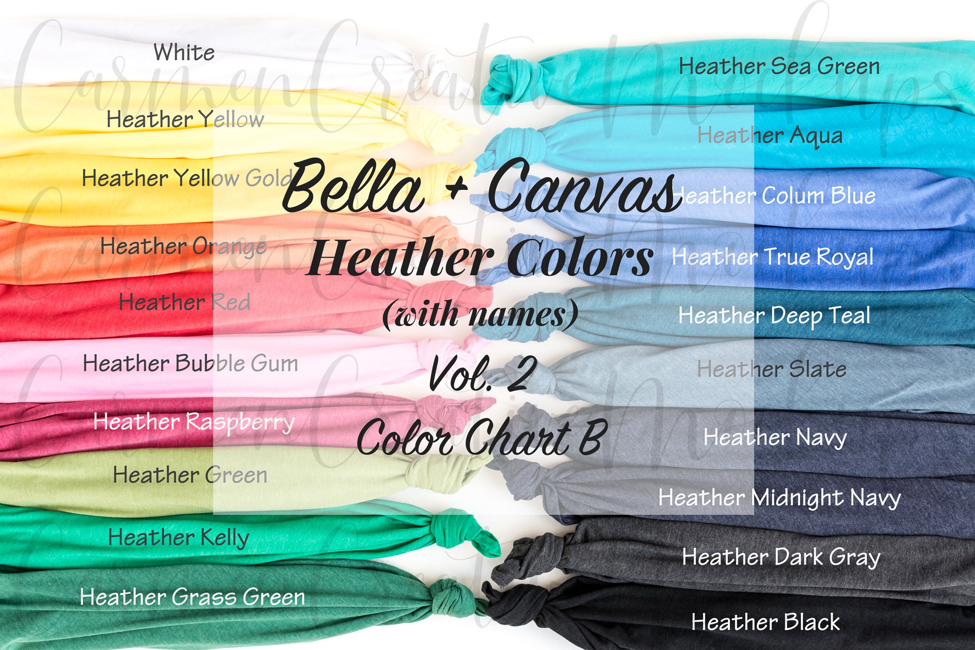 Bella Canvas Heather Colors 3001CVC Color Chart Vol. 2 B - Etsy