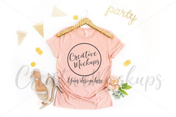 Bella Canvas Heather Peach Shirt Mockup 3001 Bachelorette Etsy